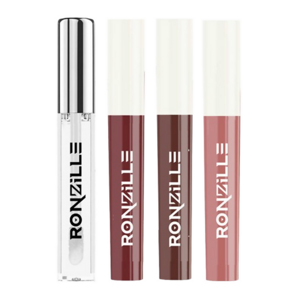 Ronzille Non Transfer Matte Liquid Lipstick Plus Lip Gloss - Nudes And Browns - Dista