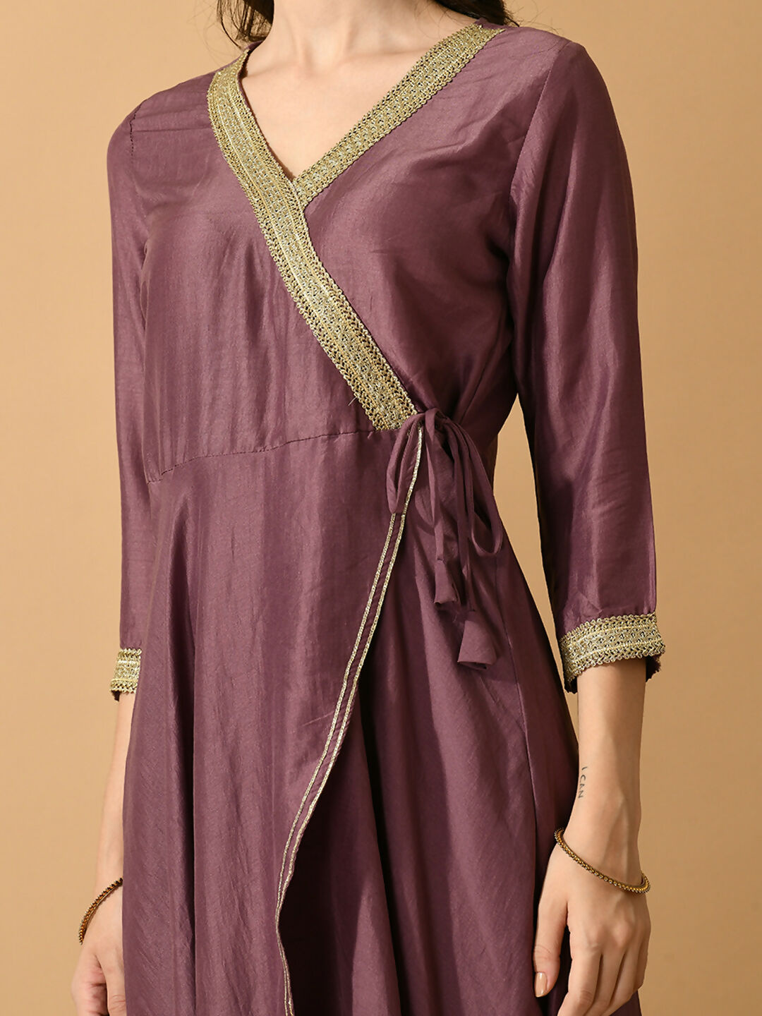 Myshka Women's Mauve Solid Party Kurta Sets - Distacart