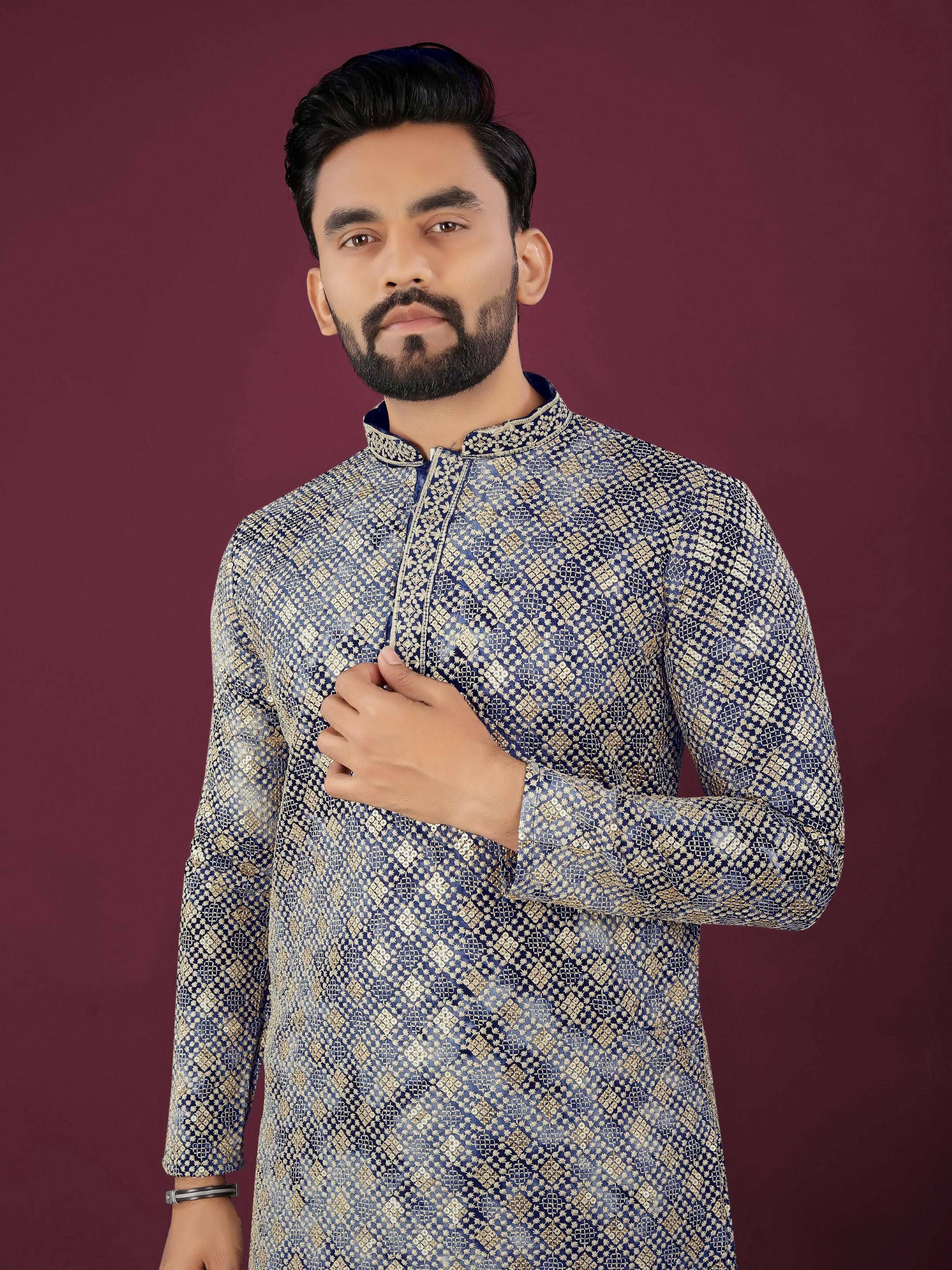 Anaita Navy Chikankari Work Viscose Rayon Straight Kurta - Distacart