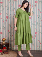 Thumbnail for Ode by House of Pataudi Pure Cotton Anarkali Kurta with Trousers - Distacart