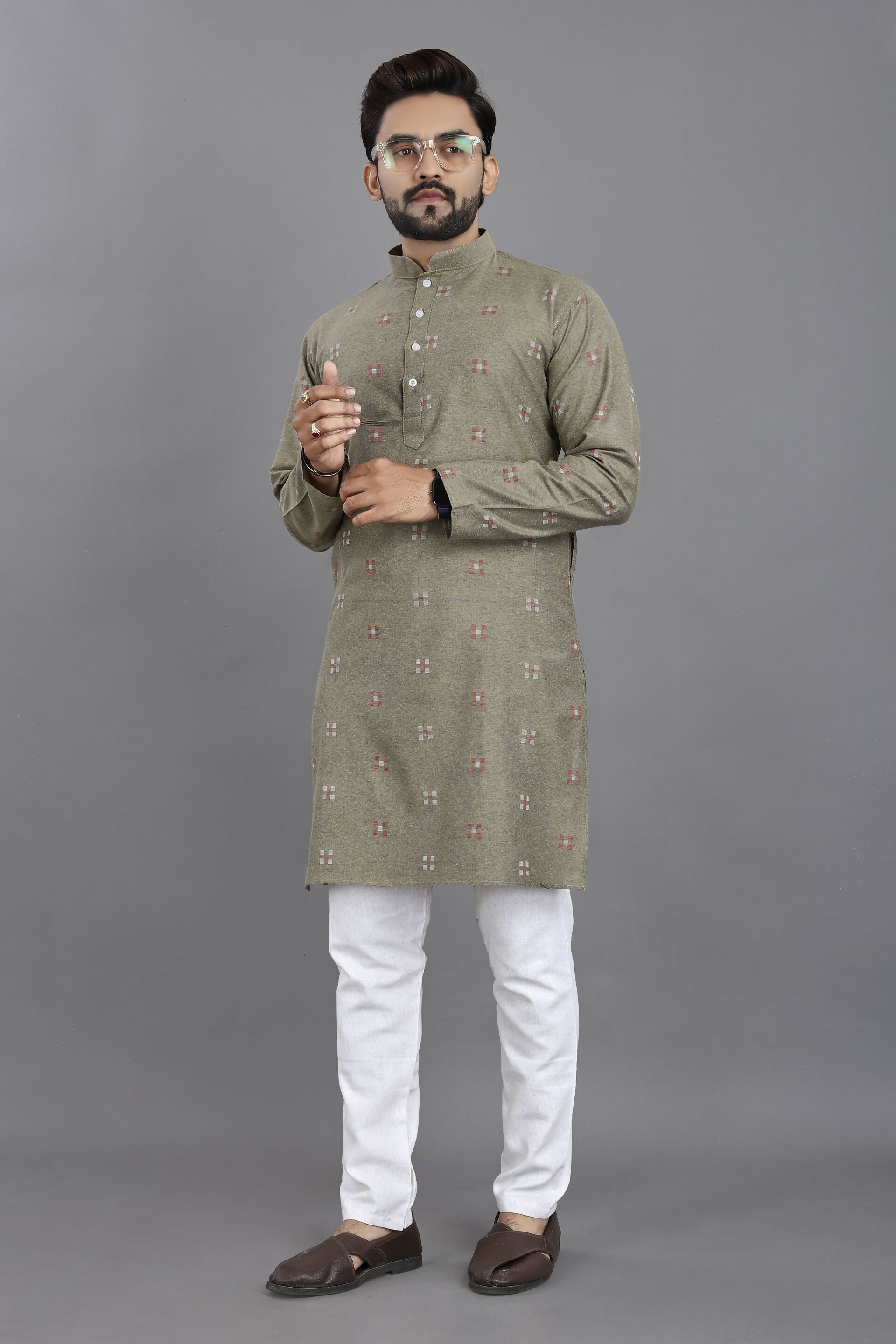 Anaita Grey Weaving Linen Cotton Straight Kurta - Distacart