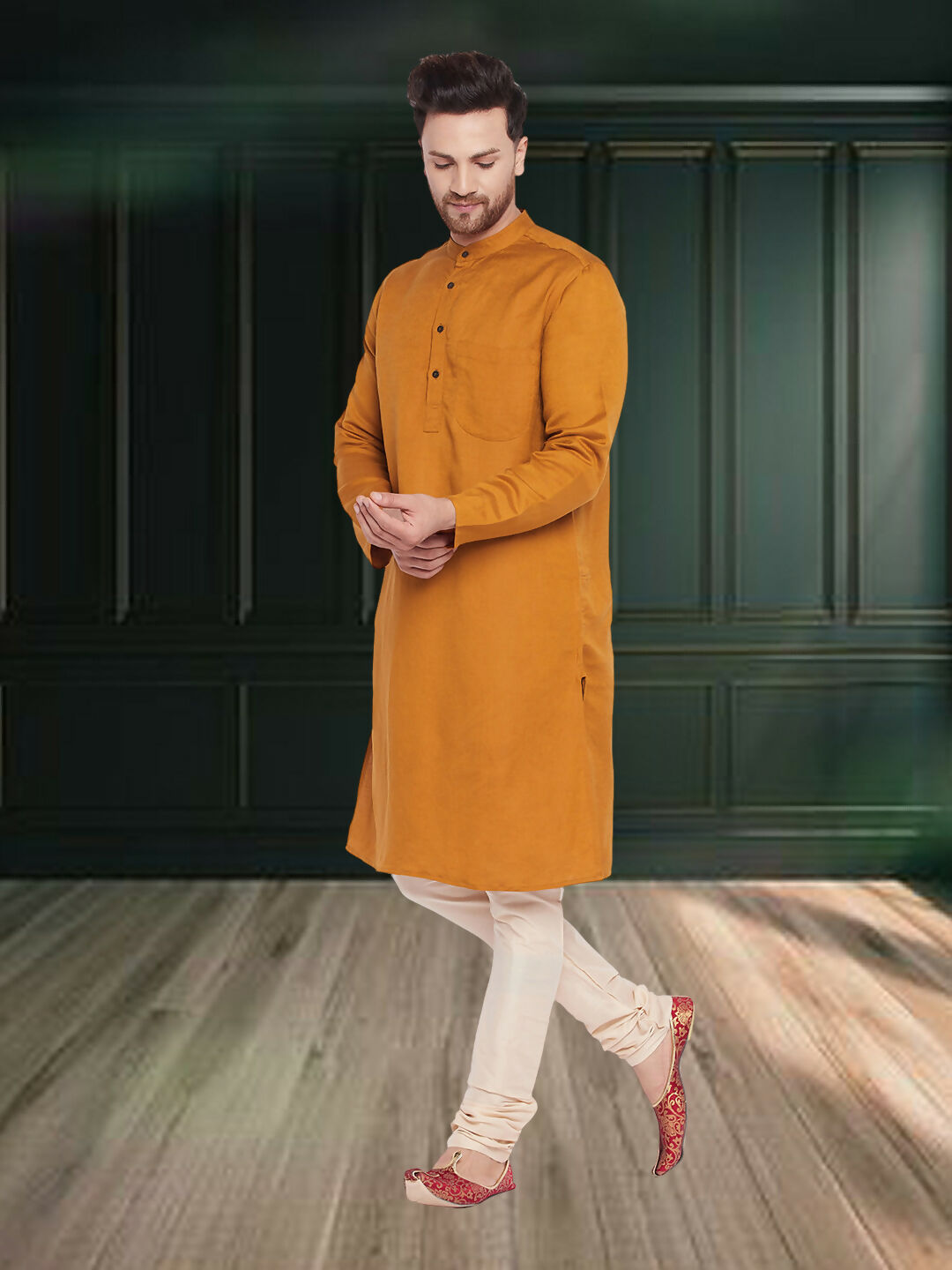 Even Apparels Men's Copper Coloured Linen Kurta - Distacart