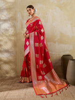 Thumbnail for Shree Shyam Fashion Red Silk Blend Saree - Distacart