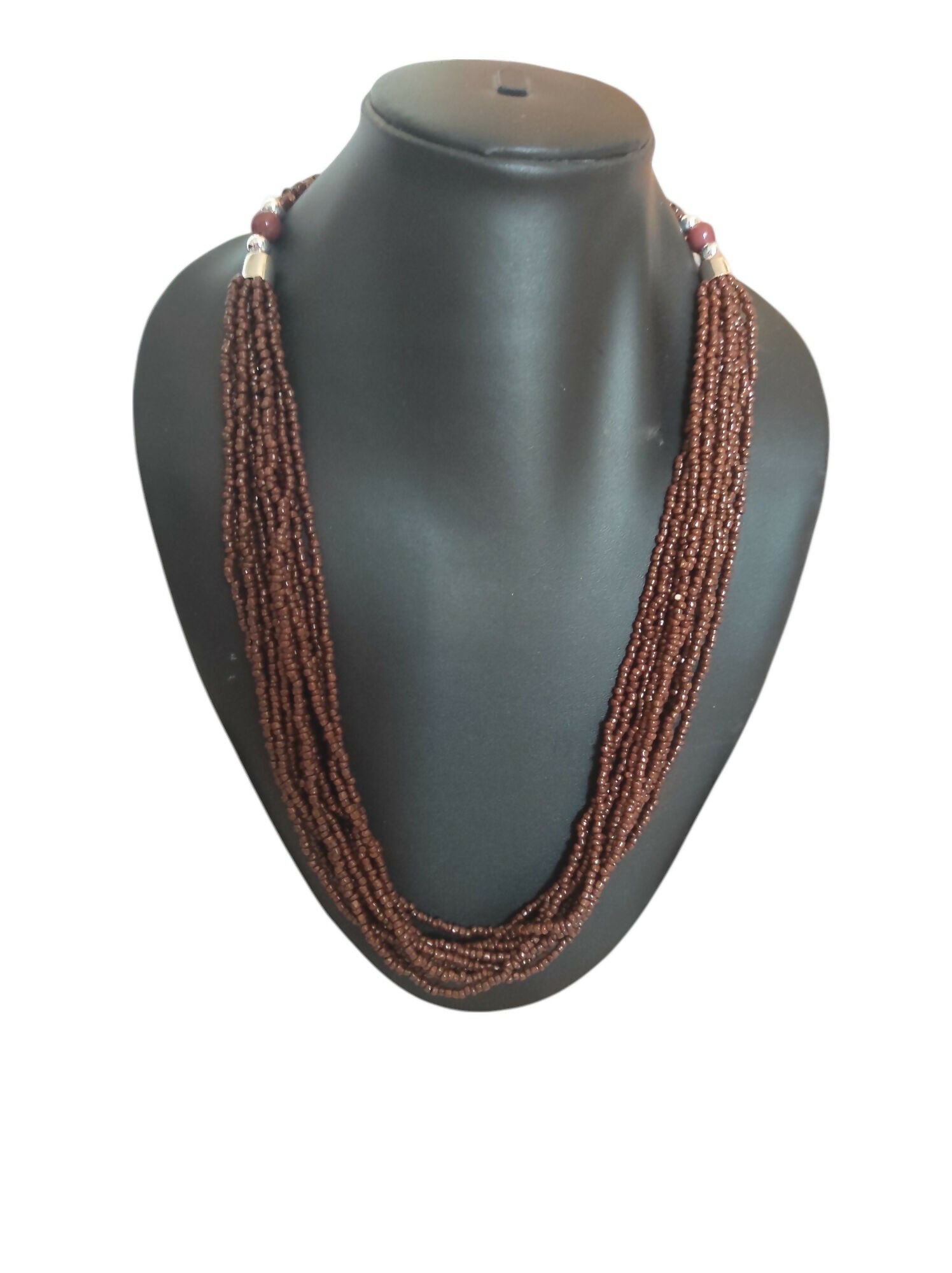Inhanns Bloom Handmade Beaded Only Necklace - 12 Layers - Coffee Necklace - Distacart