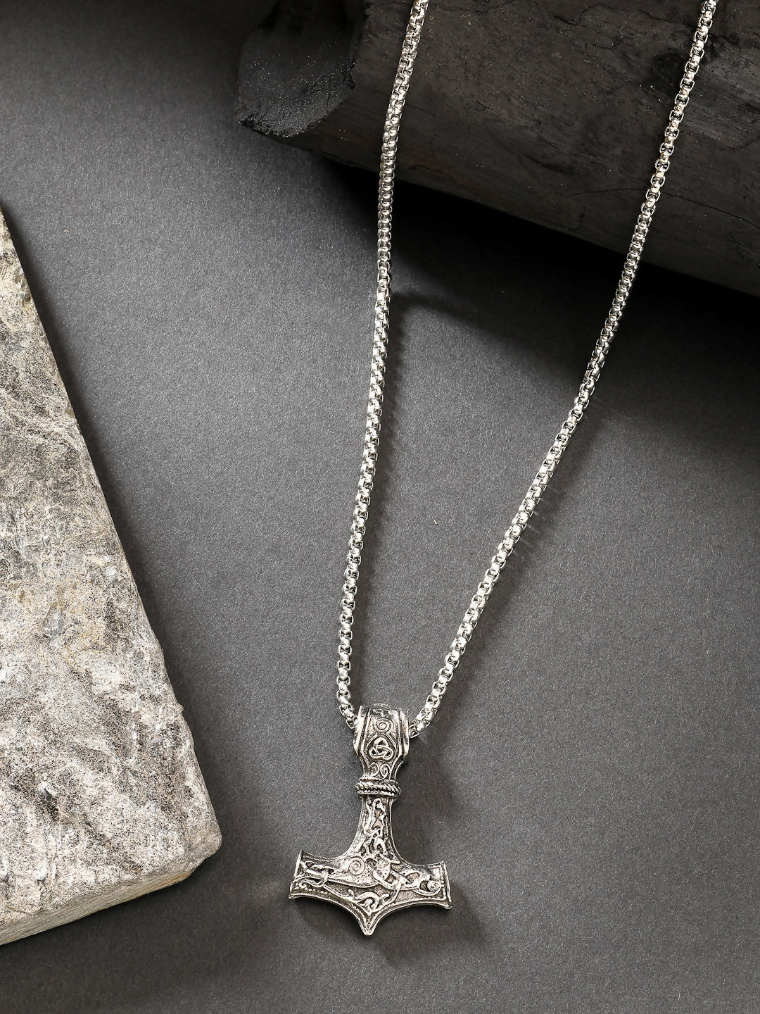 NVR Men's Silver-Plated Stainless Steel Pendant with Chain - Distacart