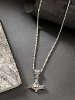 Thumbnail for NVR Men's Silver-Plated Stainless Steel Pendant with Chain - Distacart