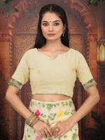 Thumbnail for Astita Linen Cotton Cream Saree