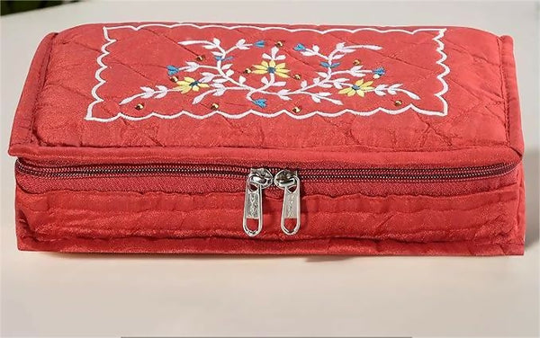 Asmaani 7 Pocket Red Embroidery Jewellery Kit