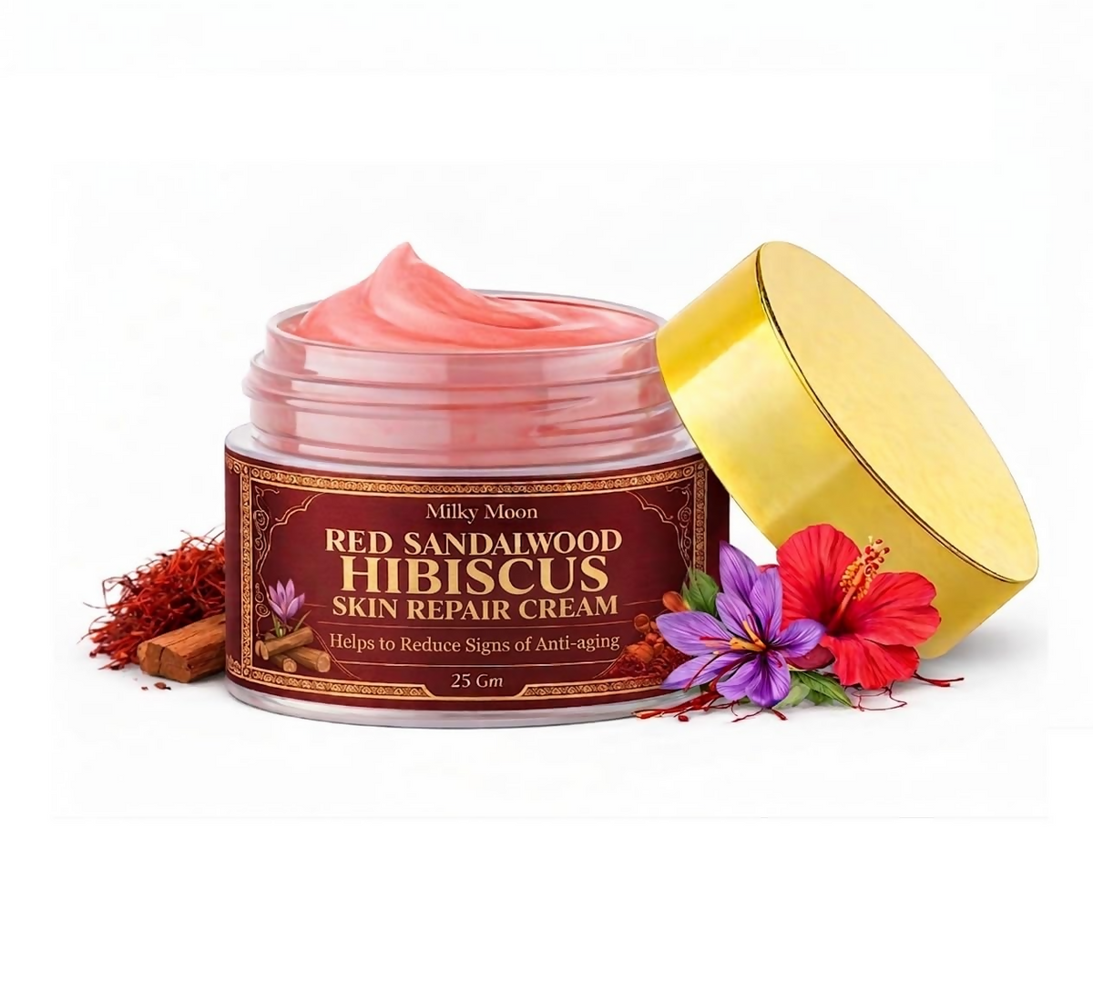 Milky Moon Red Sandalwood & Hibiscus Face Cream For Anti-Aging & Wrinkles - Dista