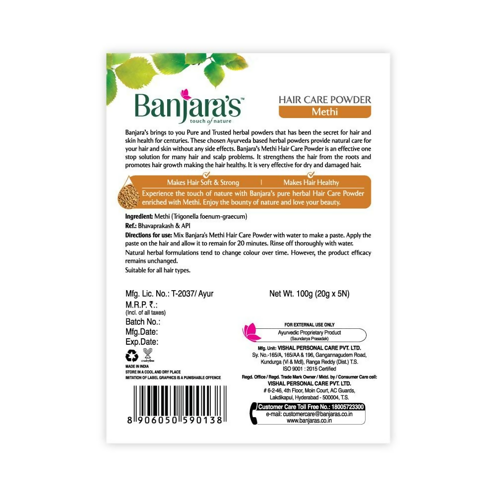 Banjara's Methi Hair Care Powder - Distacart