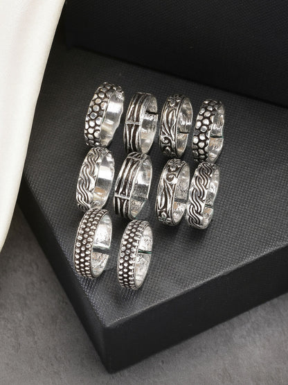 NVR Women's Set of 5 Silver-Plated German Silver Toe Ring - Distacart