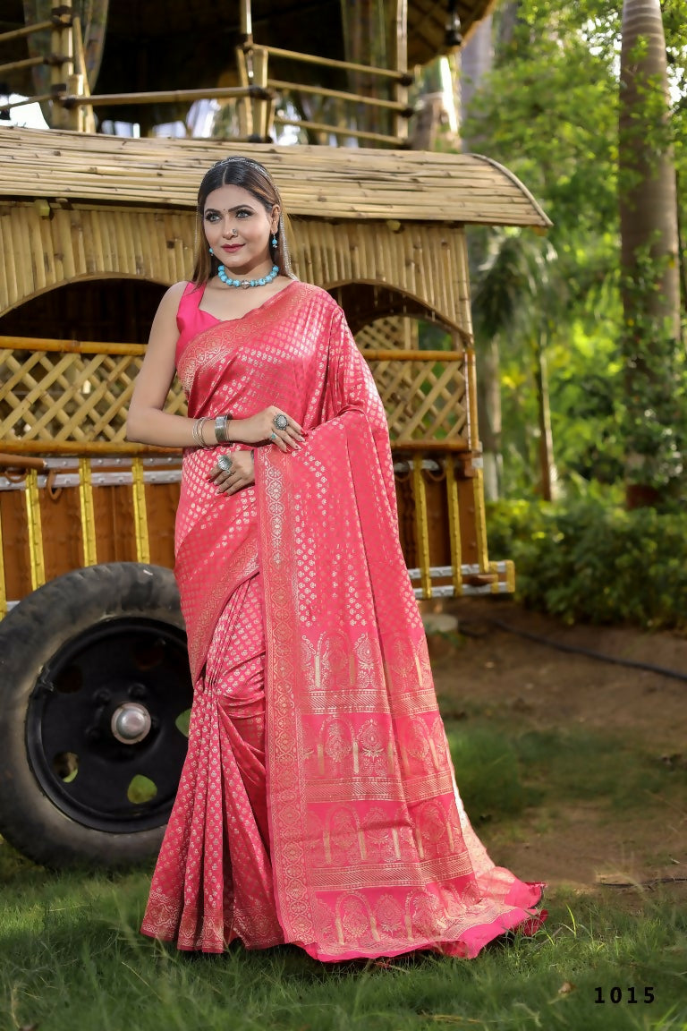 Partywear Designer Peach Banarasi Silk Fancy Saree - Starwalk - Distacart