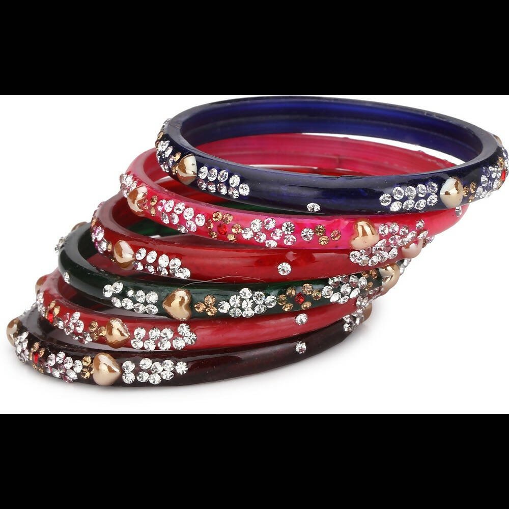 Afast Bridal Wedding & Party Fashionable Colorful Glass Bangle/Kada Set, Pack Of 24 - Multicolor - Distacart