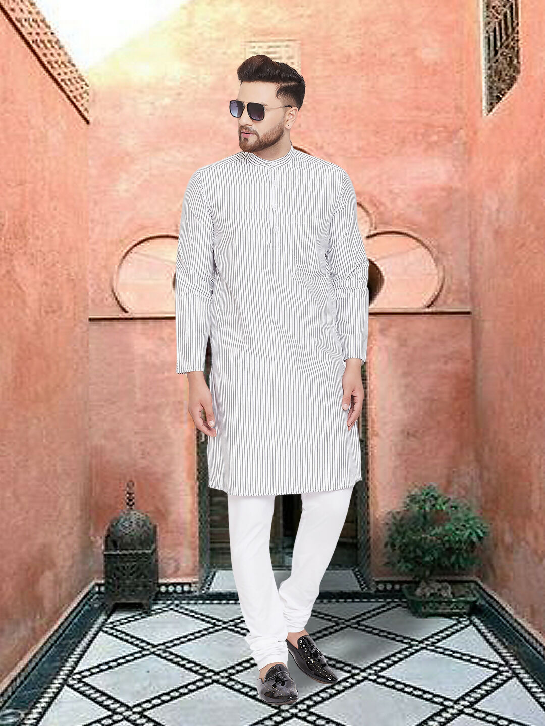 Even Apparels Men's Black and White Striped Kurta - Distacart