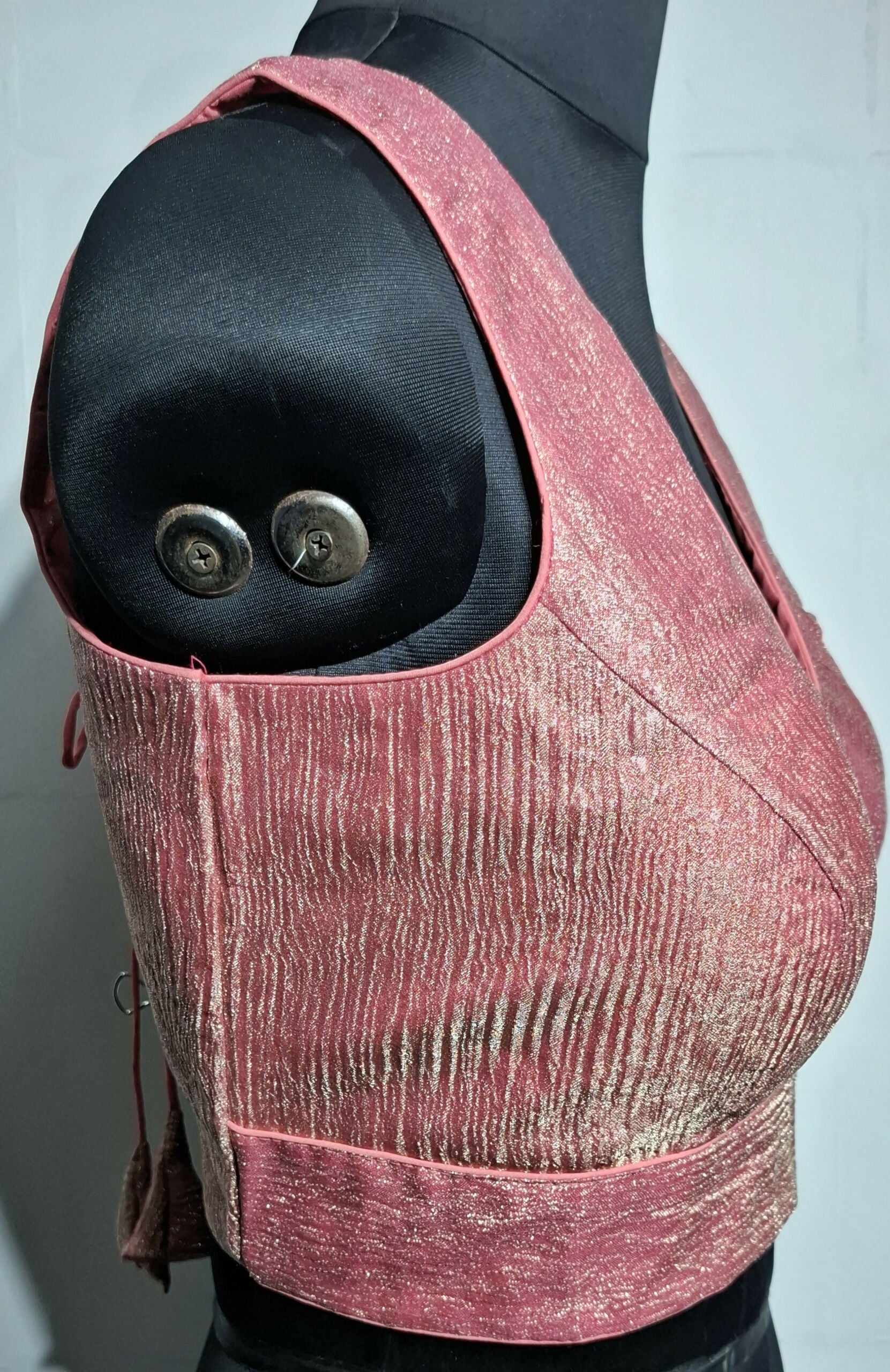 Kia Fashions Coral Pink Crush Tissue Self Design Readymade Blouse