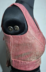 Thumbnail for Kia Fashions Coral Pink Crush Tissue Self Design Readymade Blouse