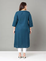 Thumbnail for Sztori Plus Size Floral Yoke Design Thread Work Straight Kurta