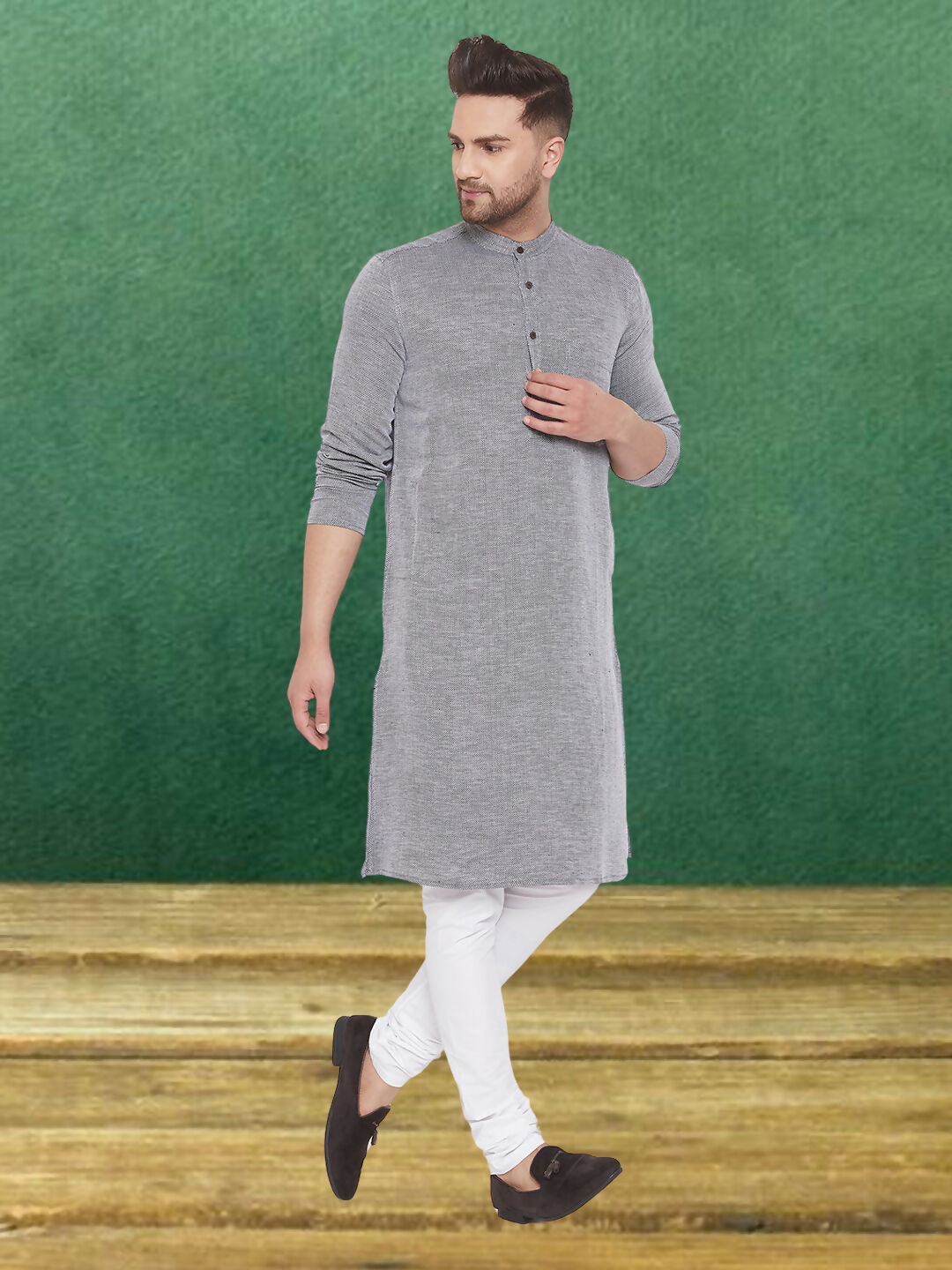 Even Apparels Men's Pure Cotton Grey Kurta - Distacart