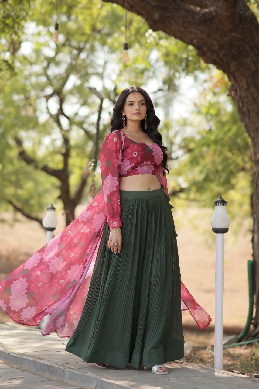 Vastranavya Latest Fancy Party Wear Lehenga Choli With Shrug - Pink - Distacart