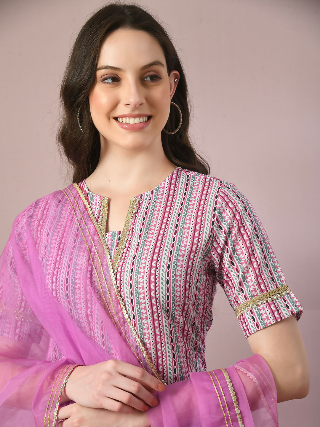 Myshka Women's Multi Printed Cotton Straight Party Kurta Set With Dupatta - Distacart