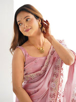 Thumbnail for Mitera Floral Sequinned Saree - Distacart