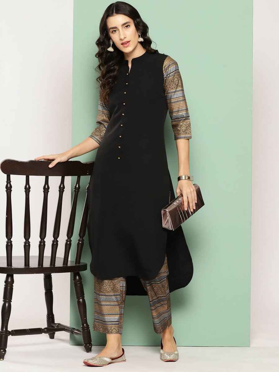 Ahalyaa Womens Kurta Set - Black - Distacart