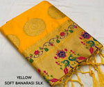 Thumbnail for Yellow Pure Silk Woven Design Saree with Unstitched Blouse - Hiral Fashion - Distacart