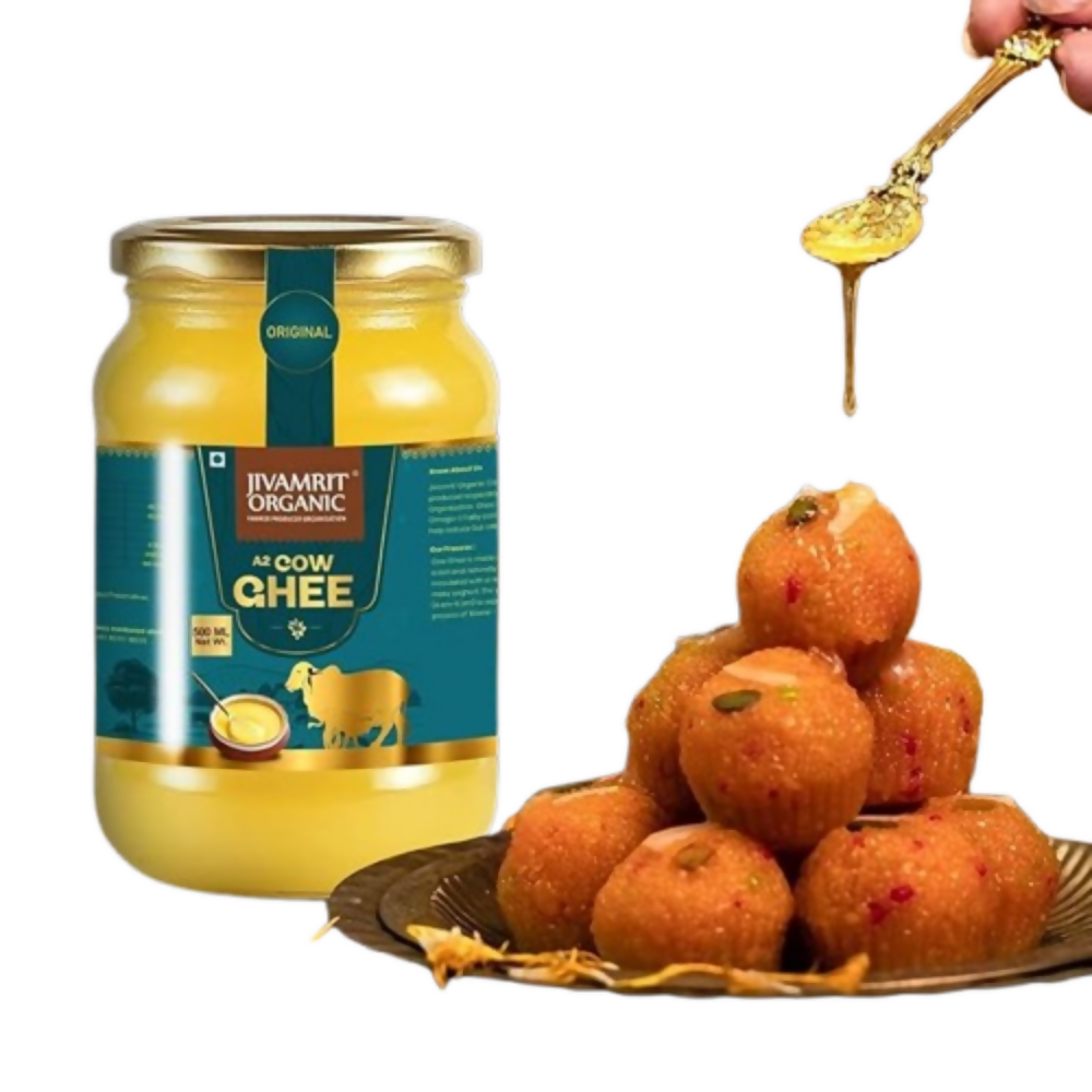 Jivamrit Organic A2 Cow Ghee Glass Bottle - Dista