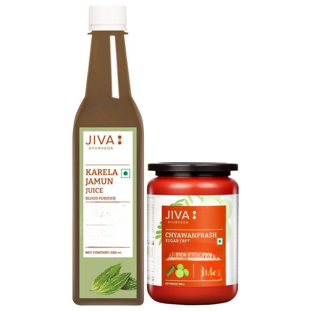 Jiva Ayurveda Karela Jamun Juice & Sugarfree Chyawanprash Combo - Distacart