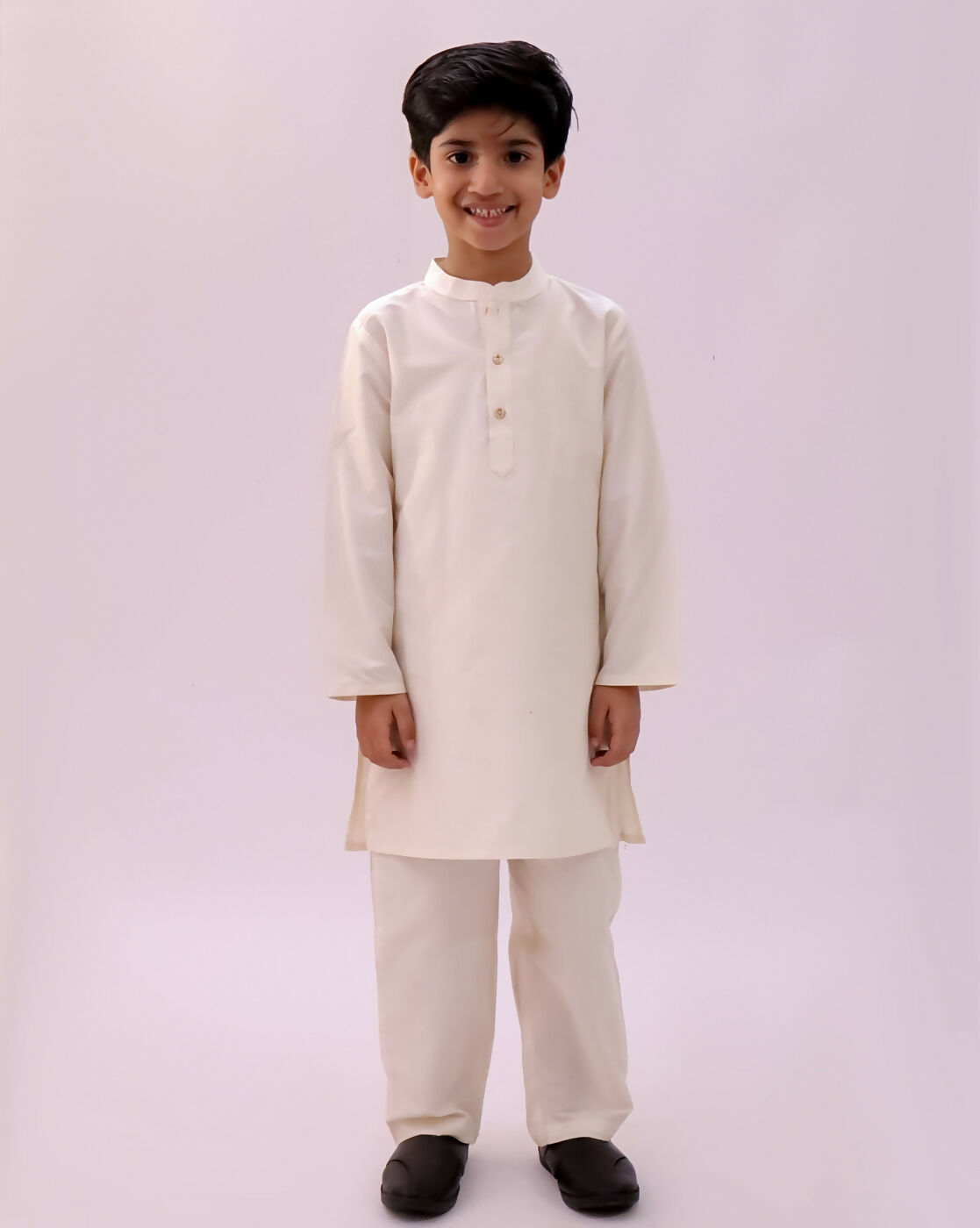 Lil Drama Genda Phool White Kurta and Pant with Mustard Jacket Set for Boys