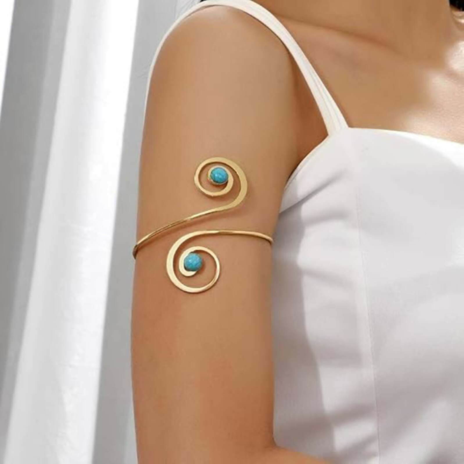 Joban Fashion Sky Blue Alloy Fancy Spiral Cuff Armlet