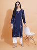 Pahnaz Luxury Rayon Chikankari Long Kurti-Blue - Dista