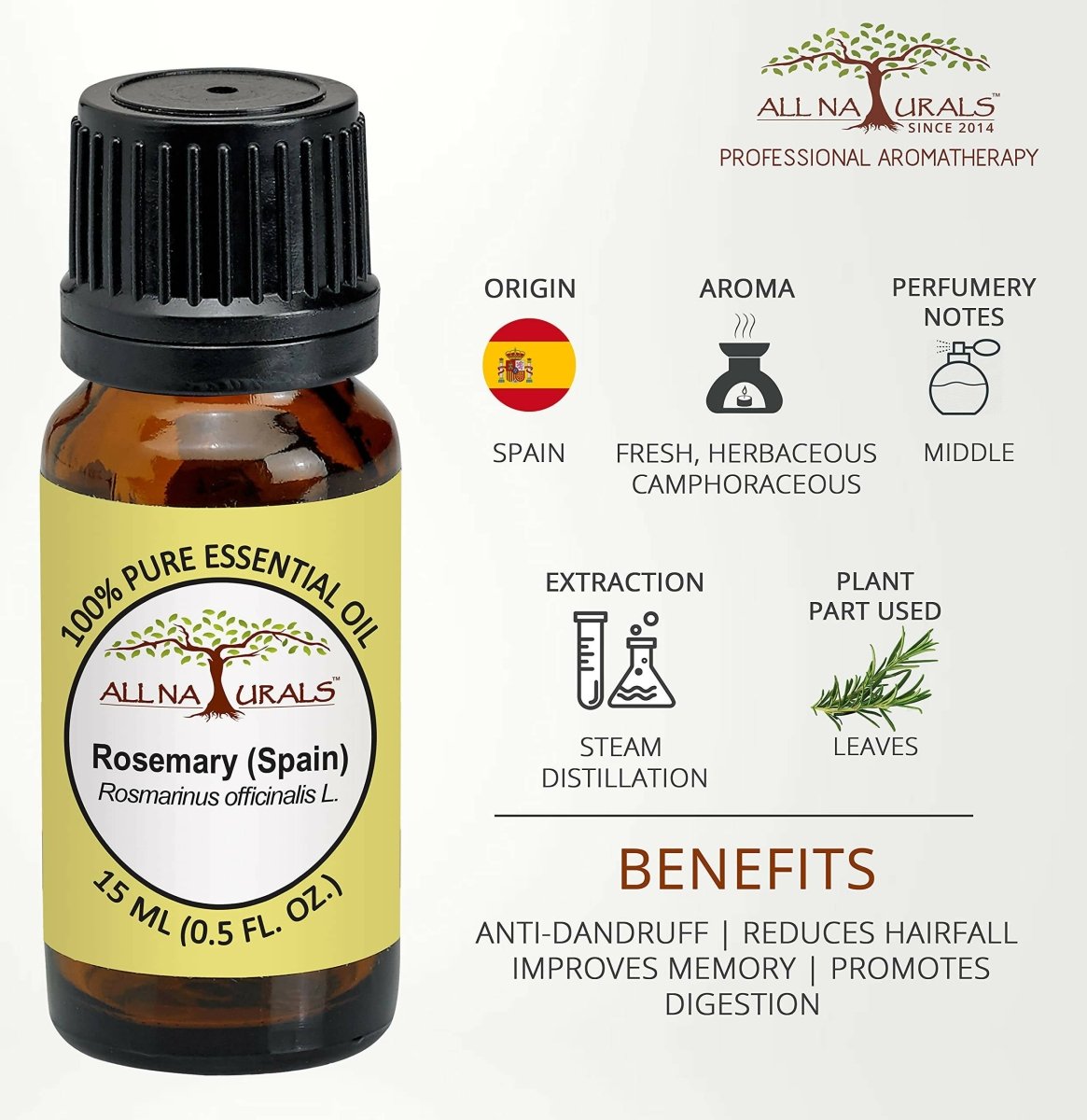 All Naturals Rosemary Spain Essential Oil - Distacart