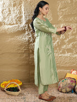 Thumbnail for Indo Era Women Floral Embroidered Regular Thread Work Kurta with Trousers