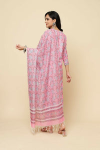 Thumbnail for Designer Stylish Pink Cotton Blend Stitched Suit With Dupatta - Tanisha - Distacart