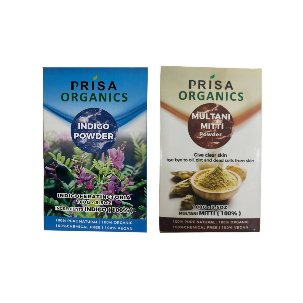 Prisa Organics Natural Indigo Powder and Multani Mitti Powder Combo - Distacart