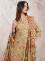 Thumbnail for Vishudh Floral Printed Pure Cotton Kurta With Trousers & Dupatta - Distacart