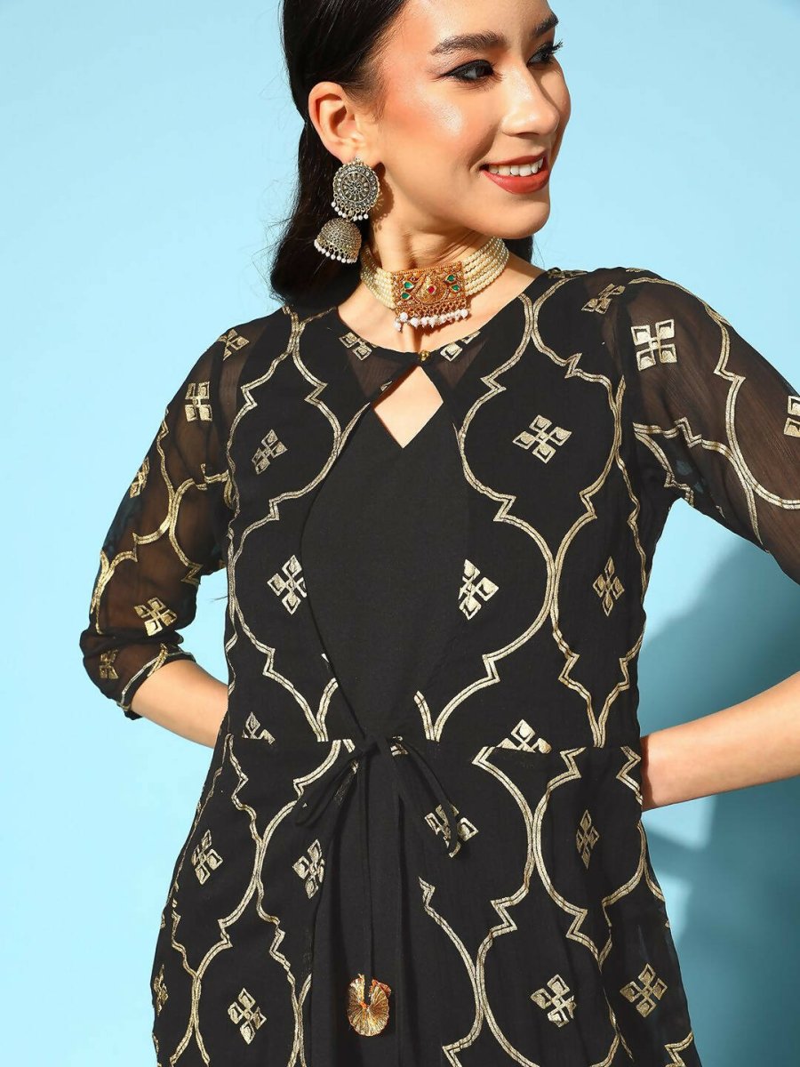 Ahalyaa Women's Olive Printed Jacket Style Dress - Distacart