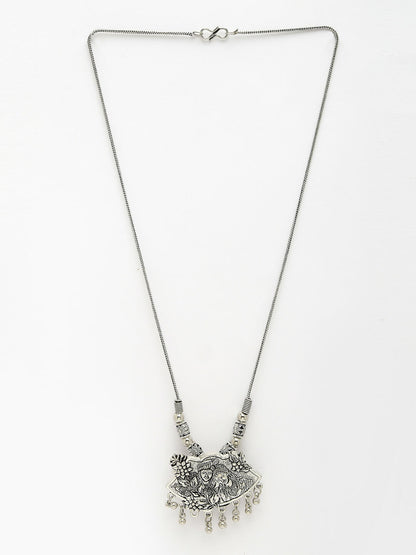 NVR Women's Silver-Toned Radha Krishna Pendant with Chain - Distacart
