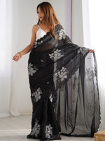 Thumbnail for Mitera Embellished Sequinned Silk Blend Saree