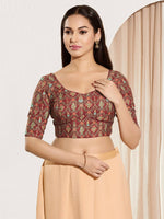 Thumbnail for Joban Fashion Maroon Viscose Rayon Padded Blouse With Sweetheart Neck Elbow Sleeves - Distacart