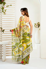Thumbnail for Vastranavya Yellow Digital Printed Linen Ready To Wear Designer Saree with Unstitched Blouse - Distacart