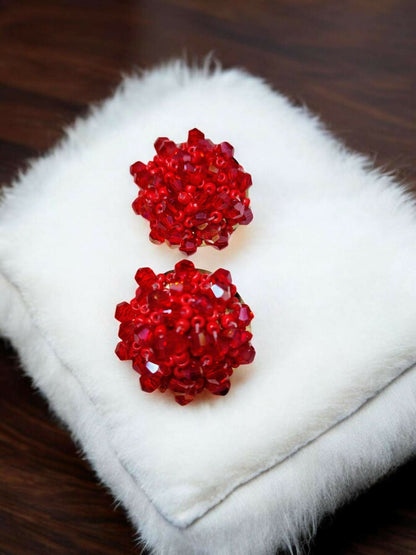 Inhanns Small Statement Studs Earrings - Red - Distacart