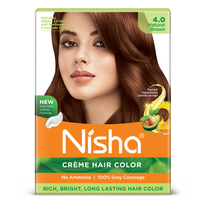 Nisha Creme Hair Color for Women - Natural Brown - Distacart