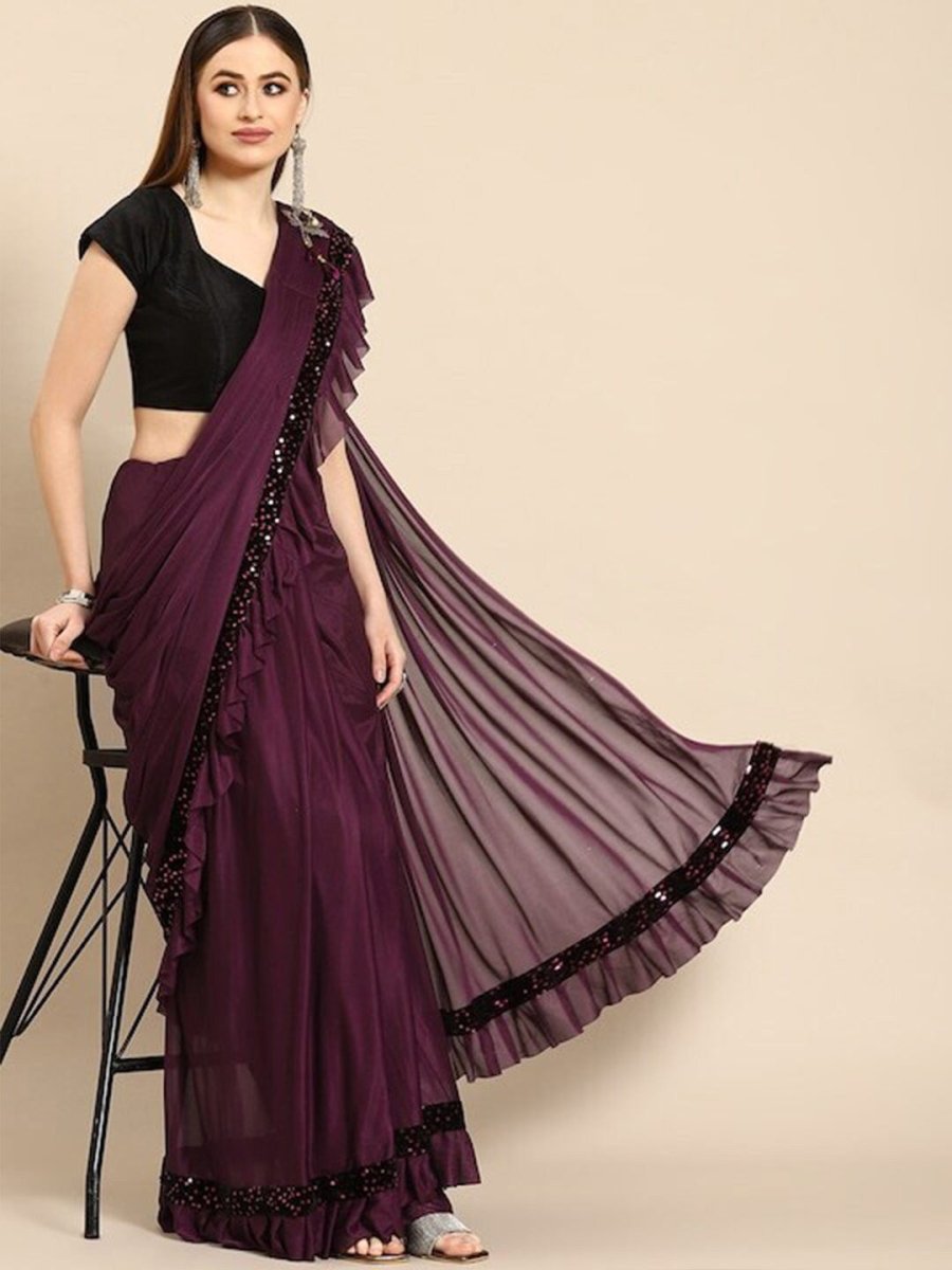 Anouk Sequinned Ruffles Saree - Distacart