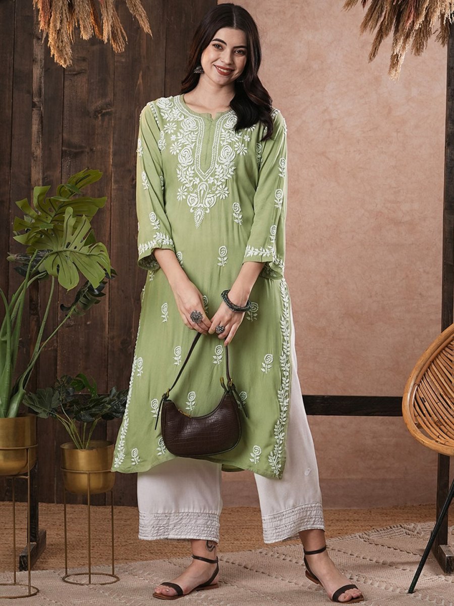 ADA Women Ethnic Motifs Embroidered Flared Sleeves Kurta - Distacart