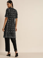 Thumbnail for All About You Women Black & Grey Printed Kurta with Trousers - Distacart