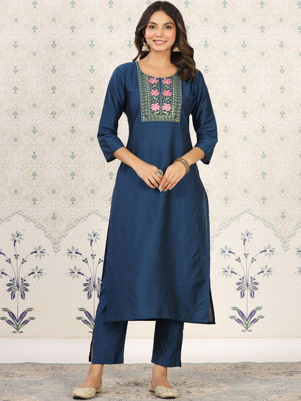 Ode by House of Pataudi Floral Yoke Design Thread Work Kurta - Distacart