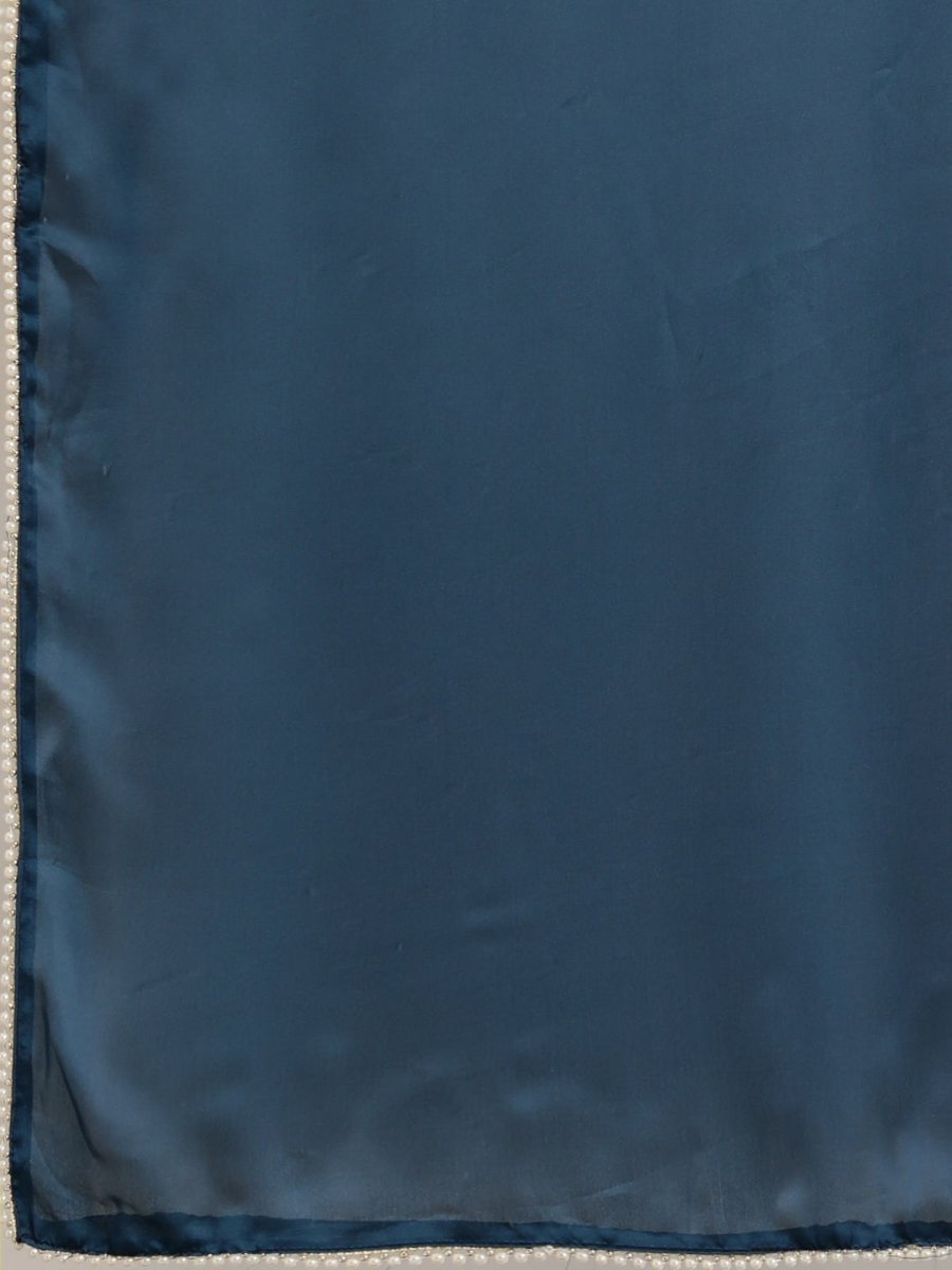 Anouk Navy Blue Sequinned Satin Saree - Distacart