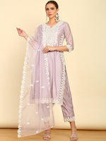 Thumbnail for Soch Ethnic Motifs Yoke Design Thread Work Kurta with Trousers & Dupatta - Distacart